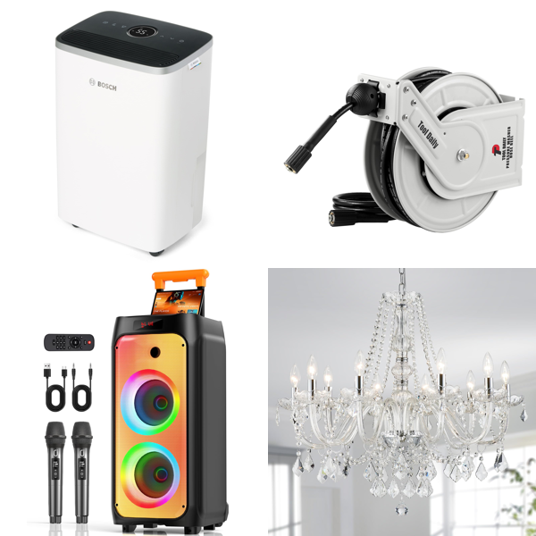 Source photograph for Pallet – Home Equipment – Dehumidifiers, Karaoke Systems, Lighting, Shower Panels, Mirrors