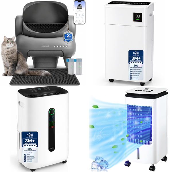 Source photograph for Pallet – Home Appliances – Automatic Cat Litter Trays, Dehumidifiers, Air Cooler, Air Fryer, Fan