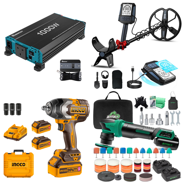 Source photograph for Pallet – Power Tools, Energy & Home – Inverter, Impact Wrench, Metal Detector, Car Polisher, Rugs