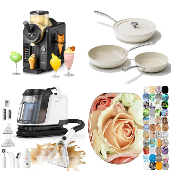 Source photograph for Pallet – Home & Household – Ice Cream Makers, Steam Cleaners, Frying Pans, Toilet Seats, Beach Umbrellas