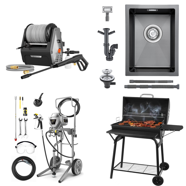 Source photograph for Pallet – Construction & Cleaning Equipment – Pressure Washer, Paint Sprayer, Kitchen Sink, Grill, Carpet Cleaner