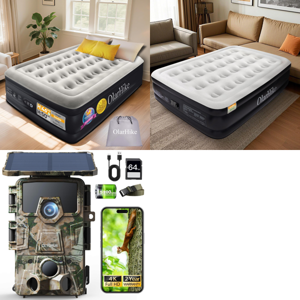 Source photograph for Pallet – Camping Equipment & Cameras – Inflatable Mattresses, Double Air Beds, Wildlife Camera