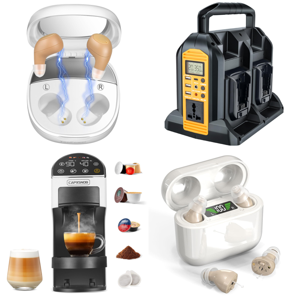 Source photograph for Pallet – Electronics & Appliances – Hearing Amplifiers, Gaming Controllers, Coffee Machine, Power Inverters