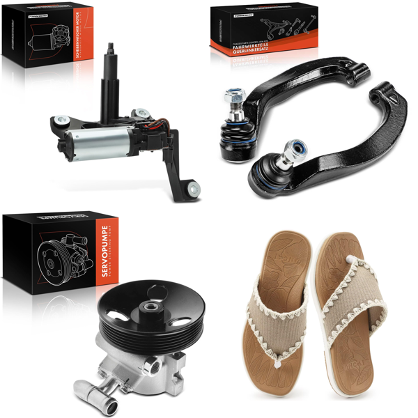 Source photograph for Pallet – Automotive Parts, Footwear – Wiper Motors, Power Steering Pumps, Stabiliser Links, Brake Calipers, Sandals