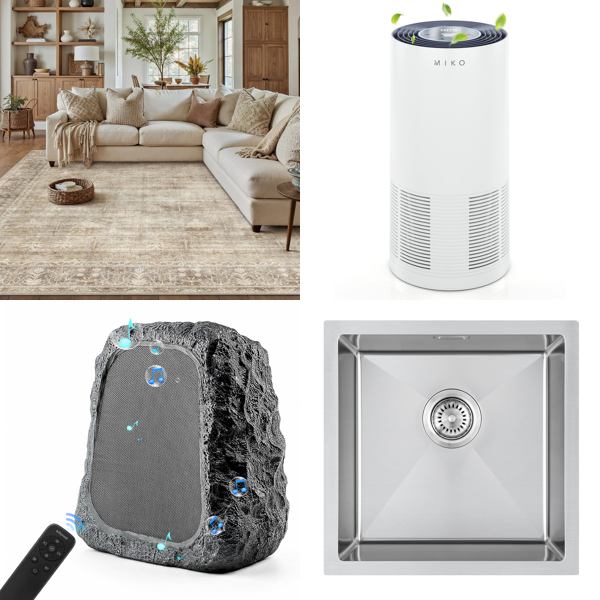 Source photograph for Pallet – Home Furnishings – Rugs, Outdoor Speakers, Air Purifiers, Sinks, Lighting