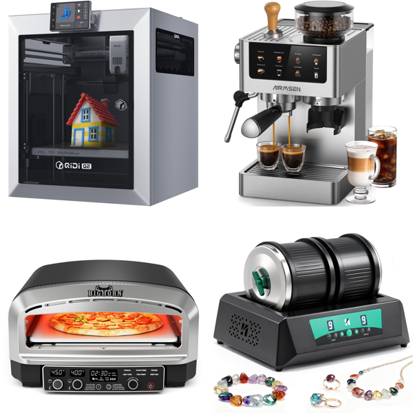 Source photograph for Pallet – Mixed Goods – 3D Printer, Pizza Oven, Coffee Machine, Metal Detector, Garden Fences