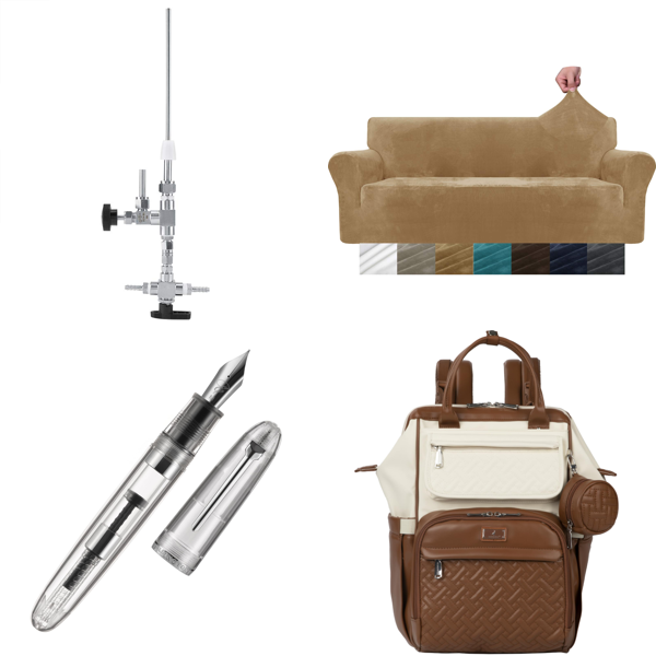 Source photograph for Pallet – Mixed Goods – Beer Brewing Equipment, Fountain Pens, Sofa Covers, Changing Bags, Apparel