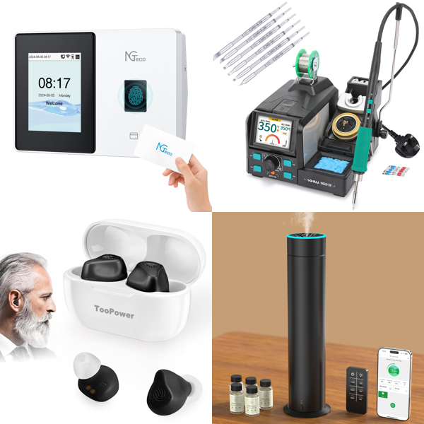 Source photograph for Pallet – Electronics & Appliances – Soldering Station, Time Clock, Hearing Amplifiers, Solar Charger