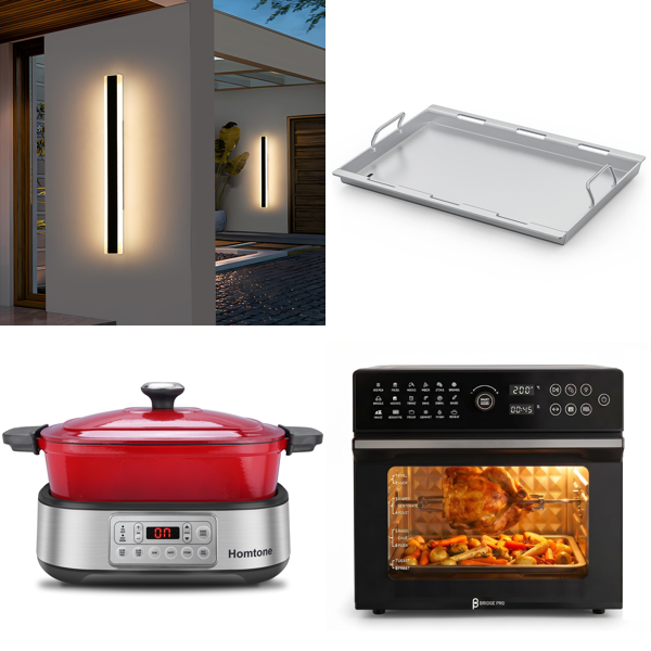Source photograph for Pallet – Mixed Kitchen & Garden Equipment – Outdoor Lights, Slow Cookers, Air Fryers, Griddle Plates, Kitchen Waste Bins