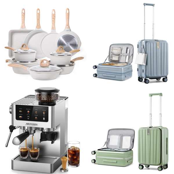Source photograph for Pallet – Kitchen & Travel Equipment – Cookware Sets, Espresso Machines, Suitcases, Garment Steamers, Shoe Racks