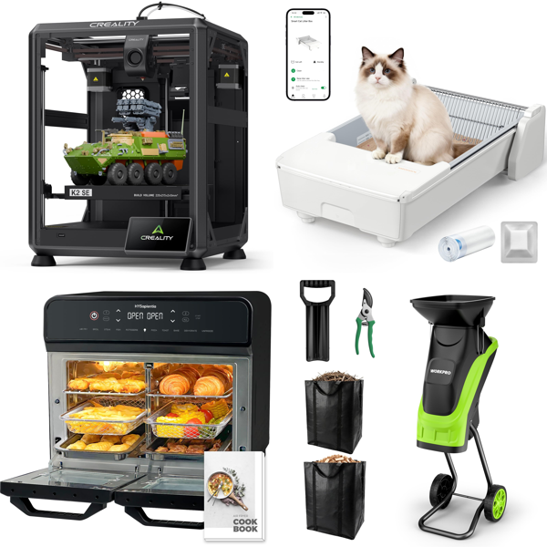 Source photograph for Pallet – Mixed Technology & Equipment – 3D Printers, Air Fryers, Garden Shredders, Fans