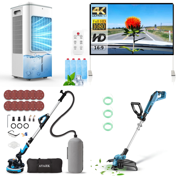 Source photograph for Pallet – Electronics, Lighting & Garden Tools – Air Coolers, Sanders, Projection Screens, Grass Trimmers