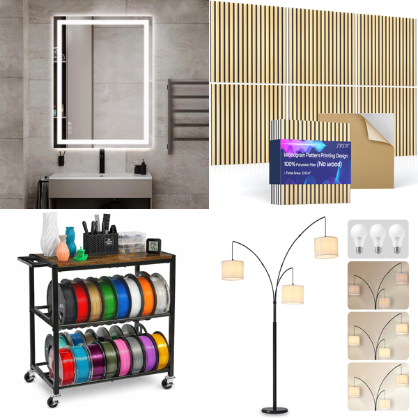 Source photograph for Pallet – Lighting & Workshop Accessories – LED Mirror, Floor Lamps, Acoustic Panels, Filament Rack, Alcohol Markers