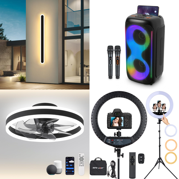 Source photograph for Pallet – Mixed Goods – Lighting, Fans, Karaoke Systems, Cookware, Rugs, Baby Gates
