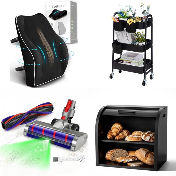 Source photograph for Pallet – Mixed Home, Beauty & Electronics – Back Support Cushions, Hair Brushes, CPU Coolers, Rugs