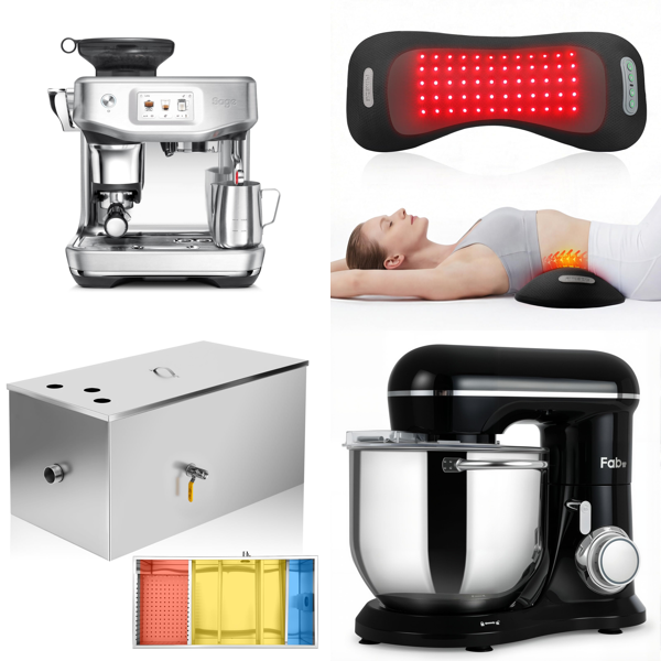 Source photograph for Pallet – Kitchen & Home Equipment – Coffee Machine, Stand Mixer, Steam Mop, Massage Devices