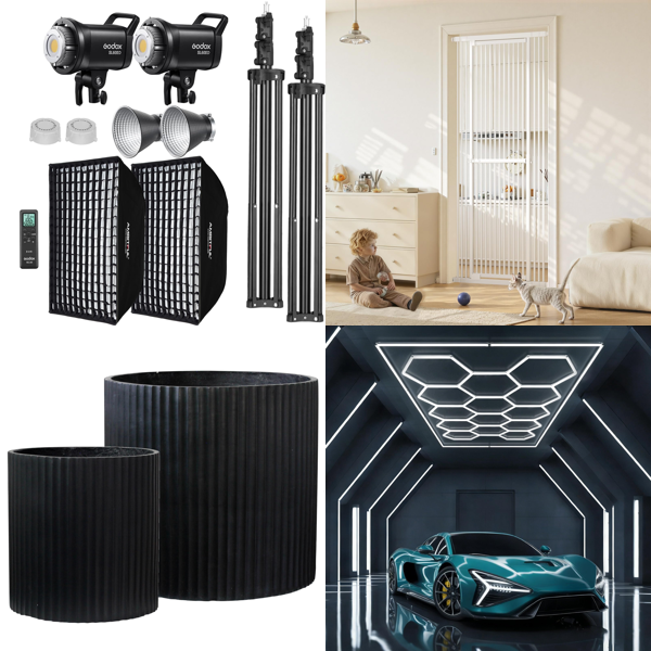 Source photograph for Pallet – Mixed Goods – LED Lighting, Planters, Safety Gates, Scaffolding Wheels, Women's Swimwear