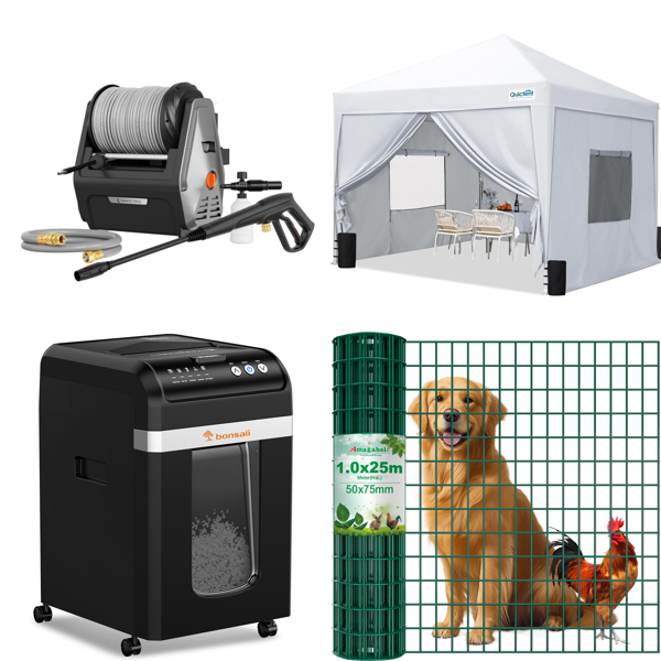 Source photograph for Pallet – Mixed Goods – Pressure Washers, Paper Shredders, Gazebos, Wire Fencing, Footwear