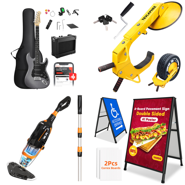 Source photograph for Pallet – Mixed Goods – Electric Guitars, Garden Parasols, Wheel Locks, Pet Gates