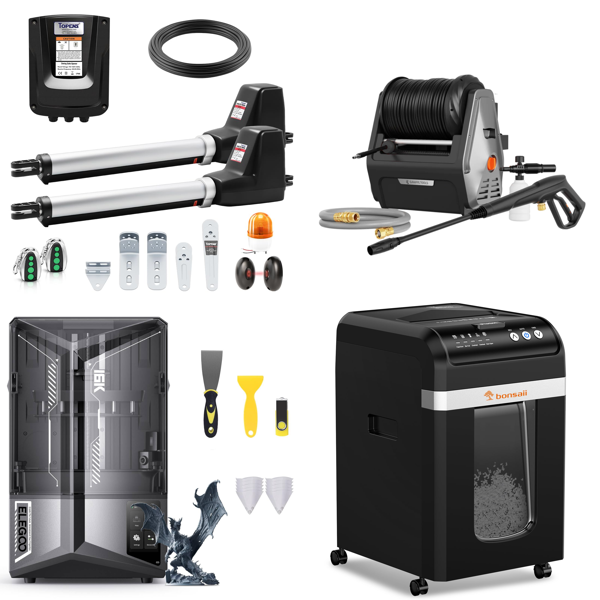 Source photograph for Pallet – Technology & Home – Gate Opener, 3D Printer, Pressure Washer, Paper Shredder, Rugs