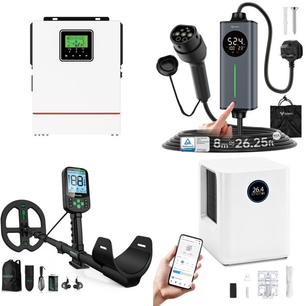 Source photograph for Pallet – Energy & Electrical Equipment – Solar Inverter, EV Charger, Metal Detector, Voltage Transformer