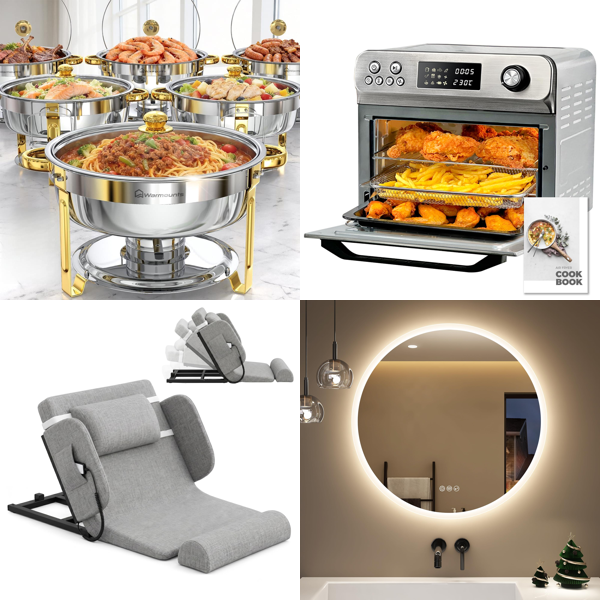 Source photograph for Pallet – Mixed Home Equipment – Chafing Dishes, Air Fryer Oven, LED Mirror, Digital Piano