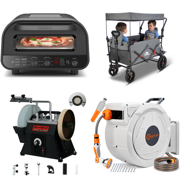 Source photograph for Pallet – Mixed Goods – Pizza Ovens, Wet Grinders, Garden Wagons, Hose Reels, Safes, Swimming Pools