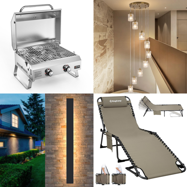Source photograph for Pallet – Mixed Goods – Gas BBQ, Lighting, Sun Lounger, Wire Mesh, Telescopic Cleaning Tools, Aquarium Light