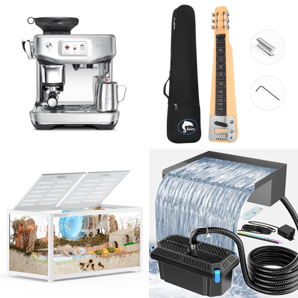 Source photograph for Pallet – Mixed Goods – Coffee Machines, Rodent Cages, Guitars, Pond Filters, Stand Mixers