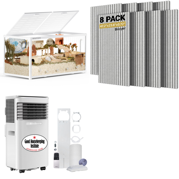 Source photograph for Pallet – Home Equipment – Small Animal Cages, Portable Air Conditioners, Acoustic Panels