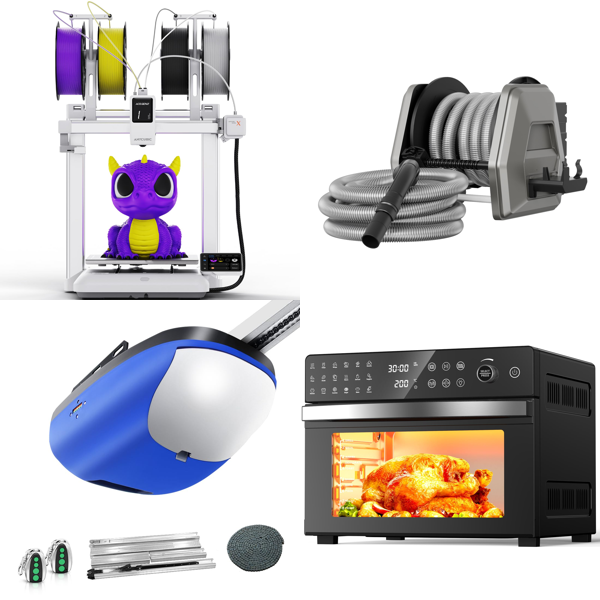 Source photograph for Pallet – Mixed Technology – 3D Printer, Garage Door Opener, Air Fryer, Espresso Machine, Lighting, Ceiling Fan
