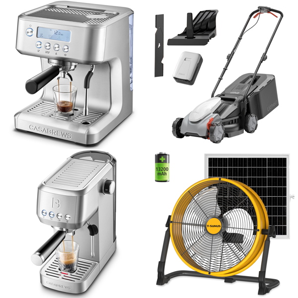 Source photograph for Pallet – Mixed Machines & Tools – Espresso Machines, Lawn Mowers, Hedge Trimmers, Chainsaws
