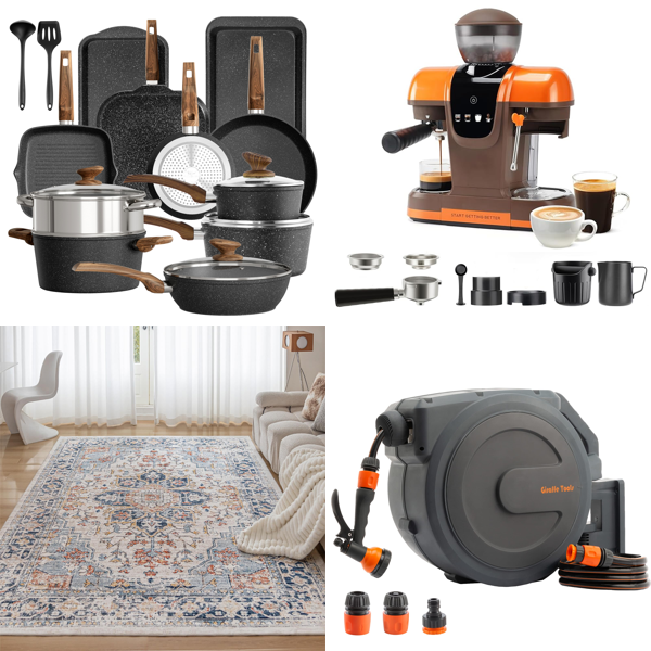 Source photograph for Pallet – Home Appliances – Cookware Set, Espresso Machine, Stand Mixer, Lawn Mower, Ice Maker
