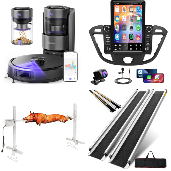 Source photograph for Pallet – Mixed Home & Vehicle Products – Robot Vacuum Cleaners, Car Stereo, Wheelchair Ramp, Grass Trimmer