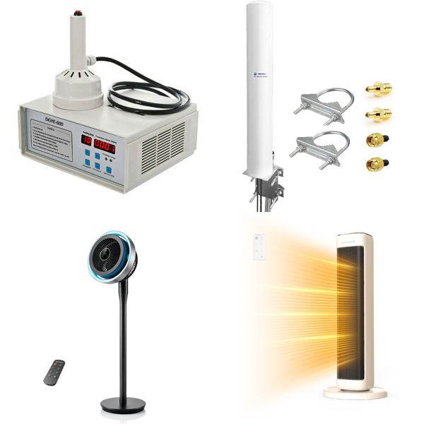 Source photograph for Pallet – Mixed Equipment – Fans, Heaters, Sealing Machines, Antennas