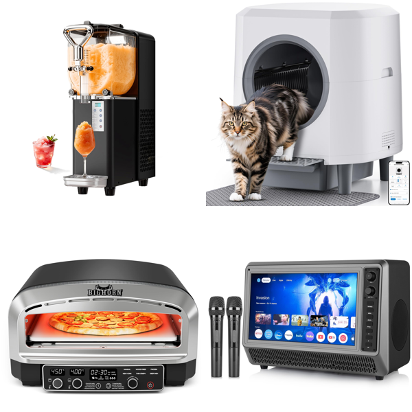 Source photograph for Pallet – Mixed Home Goods – Slush Machine, Pizza Oven, Self-Cleaning Cat Litter Box, Smart TV