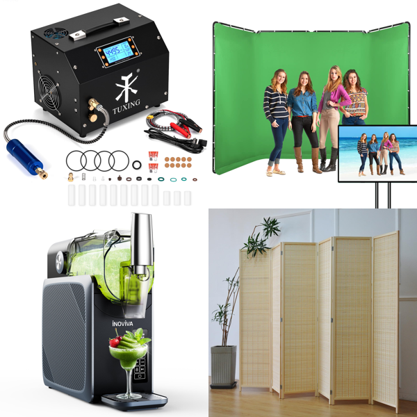 Source photograph for Pallet – Home Equipment & Leisure – Air Compressor, Slush Machine, Green Screen, Room Dividers