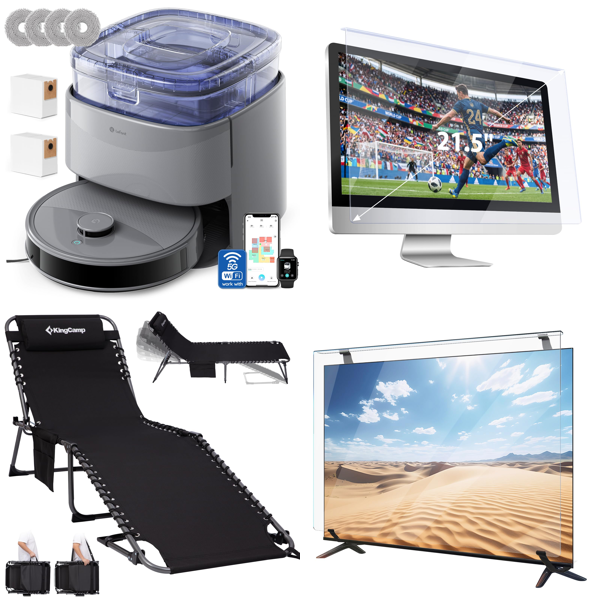 Source photograph for Pallet – Mixed Home & Leisure Products – Robot Vacuum, Sun Loungers, TV Screen Protectors, Mirrors