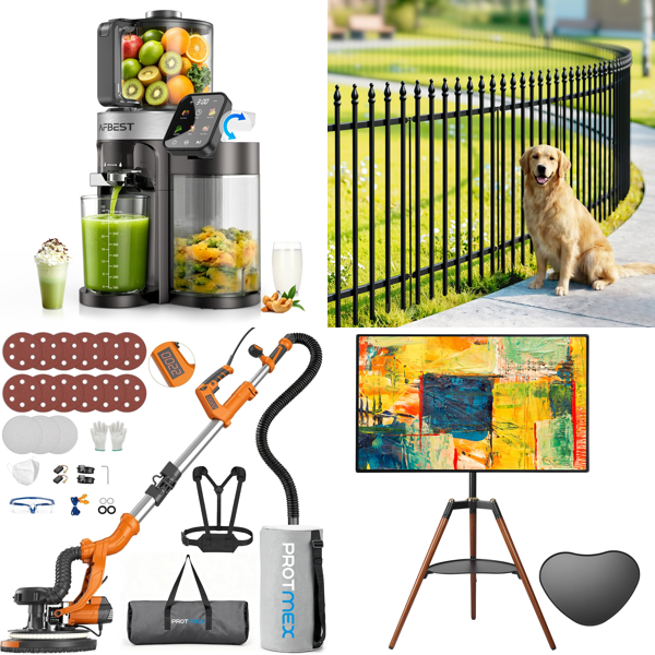 Source photograph for Pallet – Home & Garden – Juicer, Drywall Sander, Garden Fences, TV Stand, Vinyl Flooring