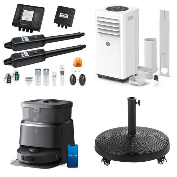 Source photograph for Pallet – Home Appliances & Garden Equipment – Robot Vacuum, Air Conditioner, Parasol Stands, Canopy, Platform Cart