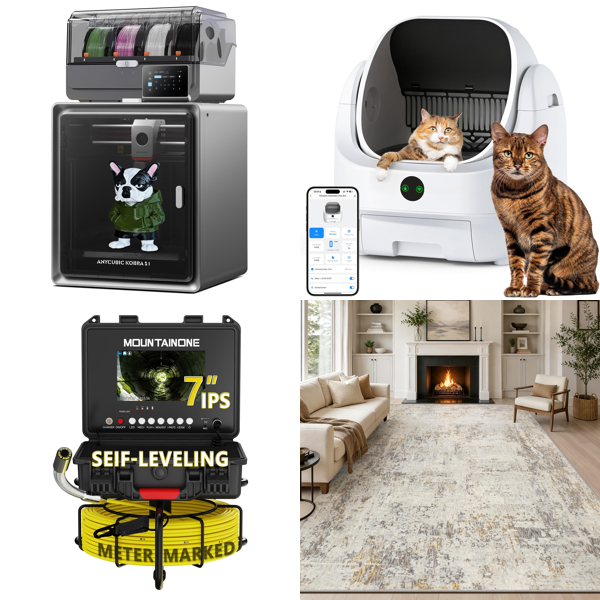 Source photograph for Pallet – Mixed Equipment & Homeware – 3D Printer, Inspection Camera, Cat Litter Tray, Rugs