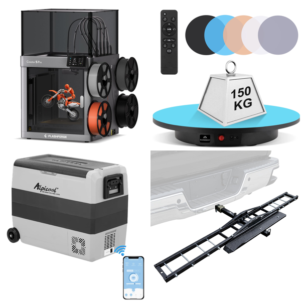 Source photograph for Pallet – Mixed Equipment – 3D Printer, Car Fridge, Gas Plancha, Gazebo, EV Charger