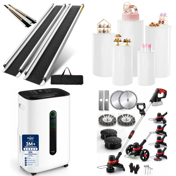 Source photograph for Pallet – Garden & Home Equipment – Wheelchair Ramp, Dehumidifier, Trimmers, Telescopic Ladder