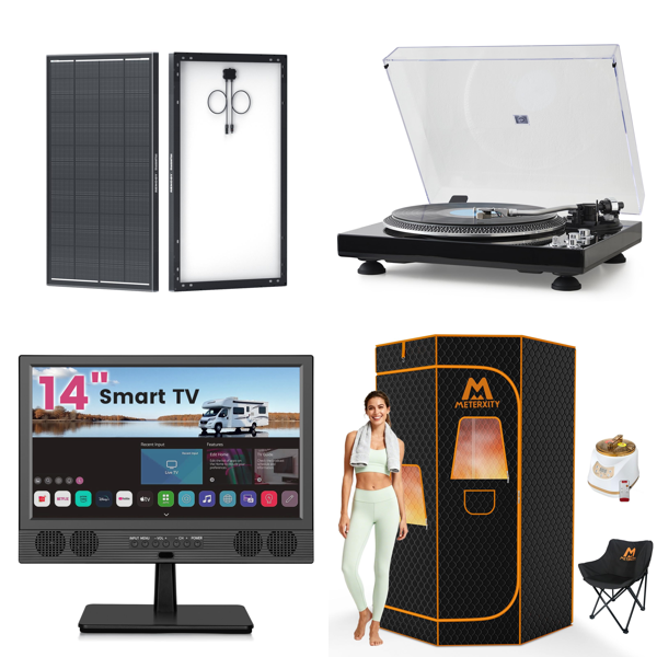 Source photograph for Pallet – Electronics & Home – Solar Panels, Televisions, Record Players, Projectors, Sauna