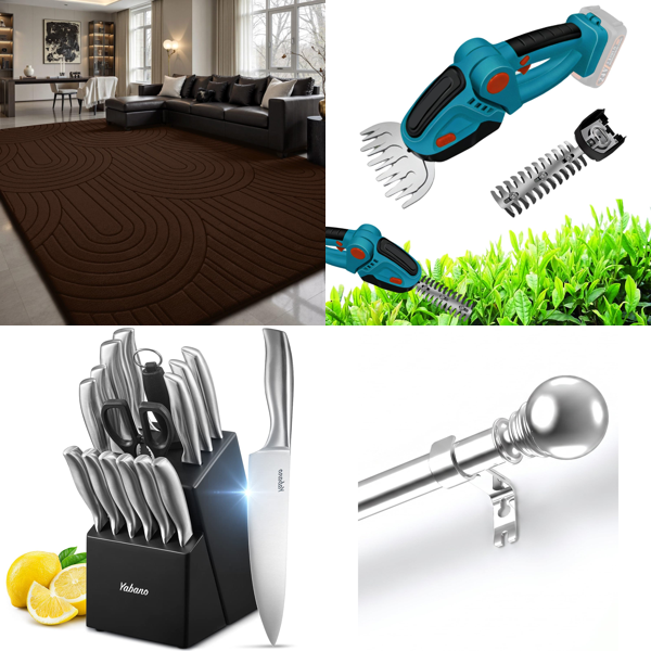Source photograph for Pallet – Mixed Home & Garden – Kitchen Knives, Rugs, Garden Tools, Curtain Poles, Sun Sails