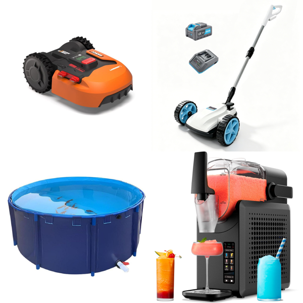Source photograph for Pallet – Garden & Home Equipment – Robot Lawn Mower, Lawnmower, Garden Trolley, Ceramic Planters