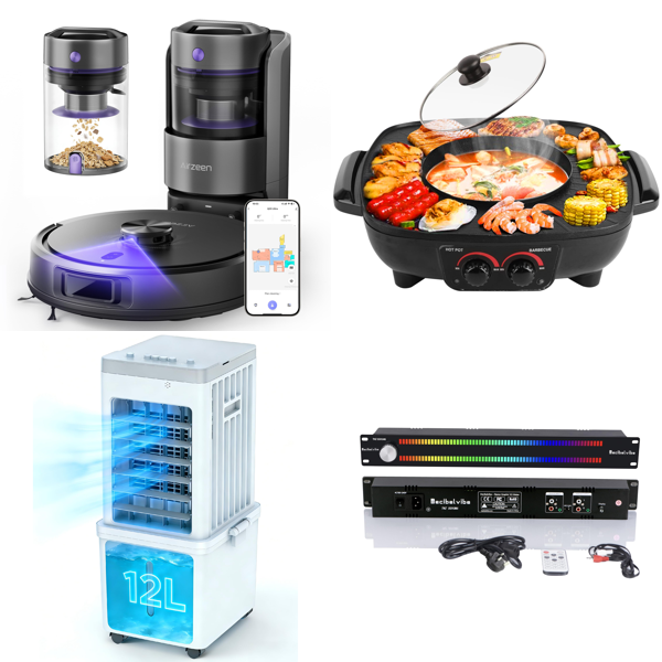 Source photograph for Pallet – Mixed Electronics & Home Goods – Robot Vacuums, Air Coolers, Electric Grills, Travel Backpacks