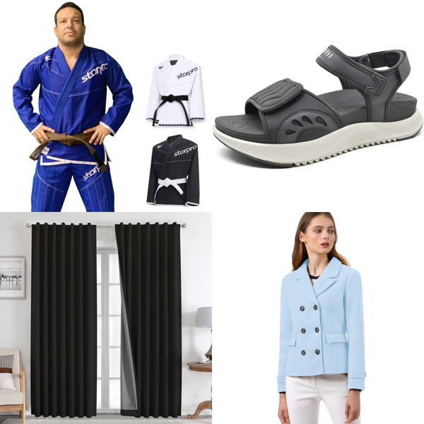 Source photograph for Pallet – Sportswear & Fashion – Jiu-Jitsu Gi, Boxing Gloves, Women's Coats, Dresses, Sandals