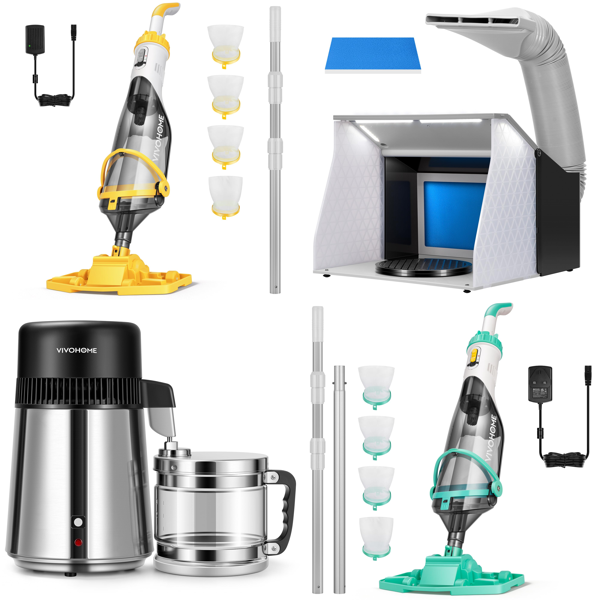 Source photograph for Pallet – Cleaning & Household Equipment – Pool Vacuums, Water Distillers, Airbrush Booth, Firewood Rack