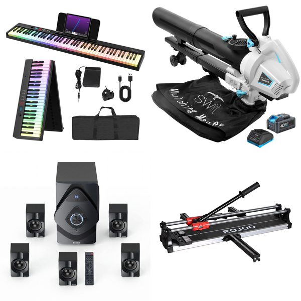 Source photograph for Pallet – Mixed Electronics & Appliances – Digital Piano, Home Theater System, Air Fryer, Espresso Machine